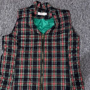 Vineyard Vines Plaid Vest with Navy and Red Plaid Festive Holiday Size XL